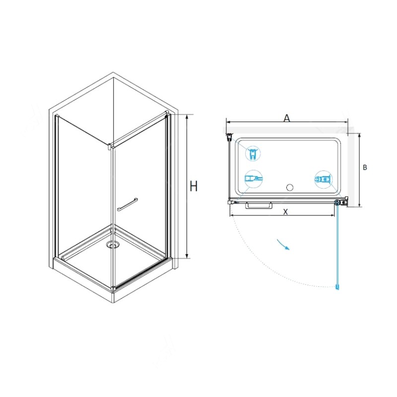 RGW Passage PA-48 (PA-03+Z-12+ держатель) 04084899-11 душевое ограждение 90*90*185