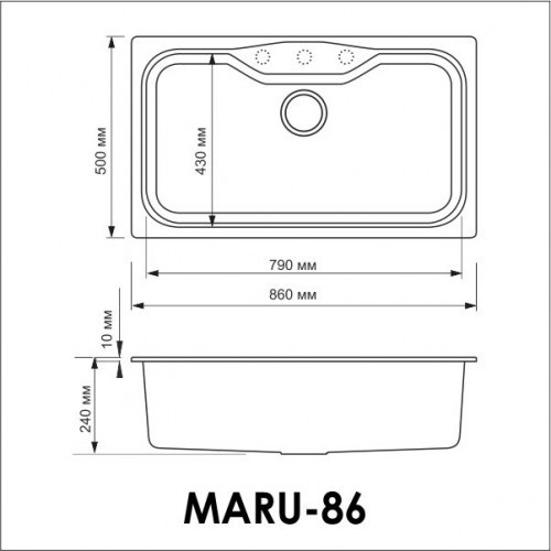 Omoikiri Maru 86-BL 4993138 кухонная мойка аrtgranit черный 86х50 см