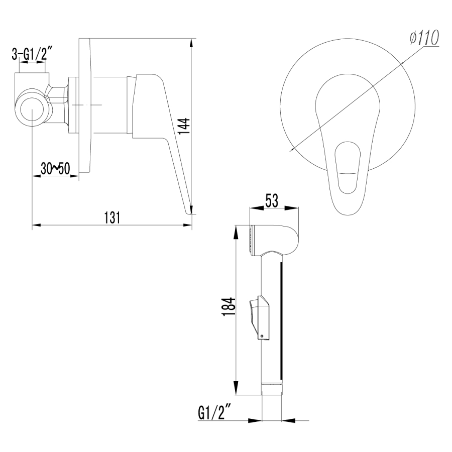 Lemark Luna смеситель с гигиеническим душем LM4119C