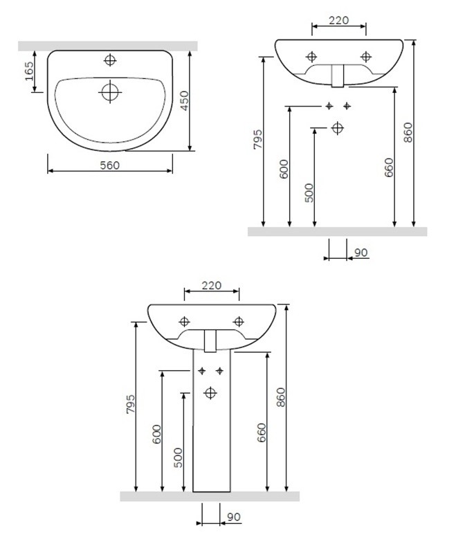 Am.Pm Joy C854221WH раковина подвесная 56 см