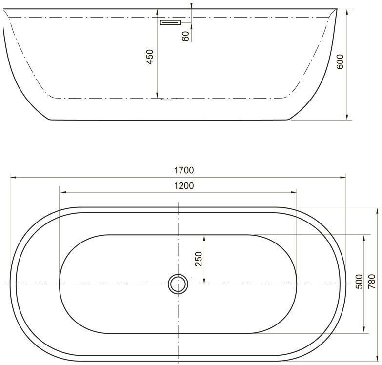 Aquanet Delight 170*78 ванна акриловая овальная