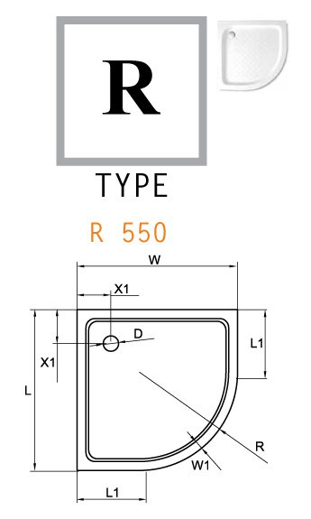 Cezares Tray поддон акриловый 80х80 TRAY-A-R-80-550-15-W