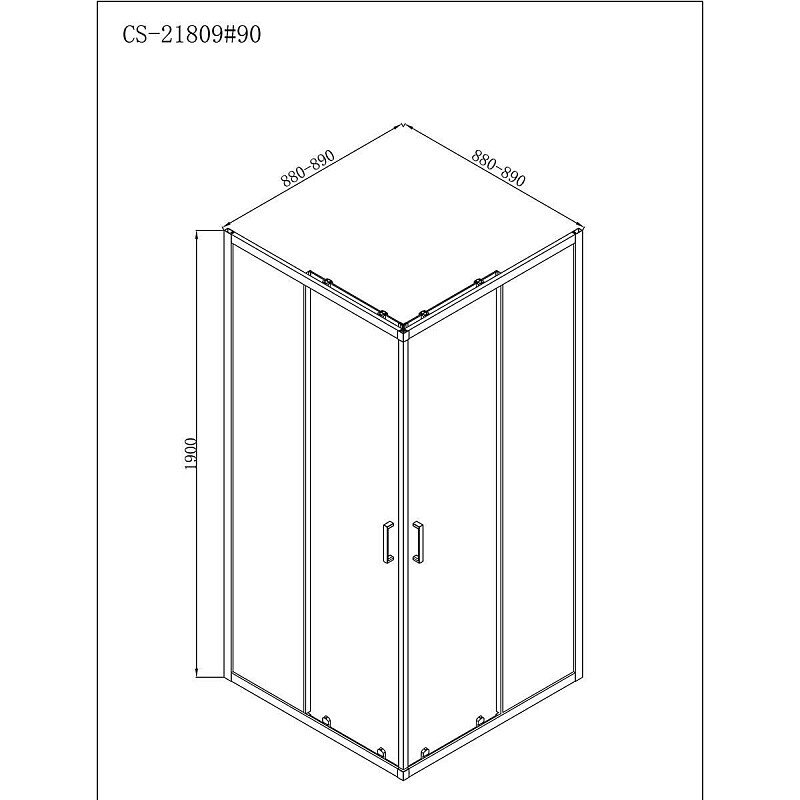 Душевое ограждение Loranto NEO 90x90x190 прозрачное закаленное стекло 5 мм, профиль серебро, без поддона CS-21809-90