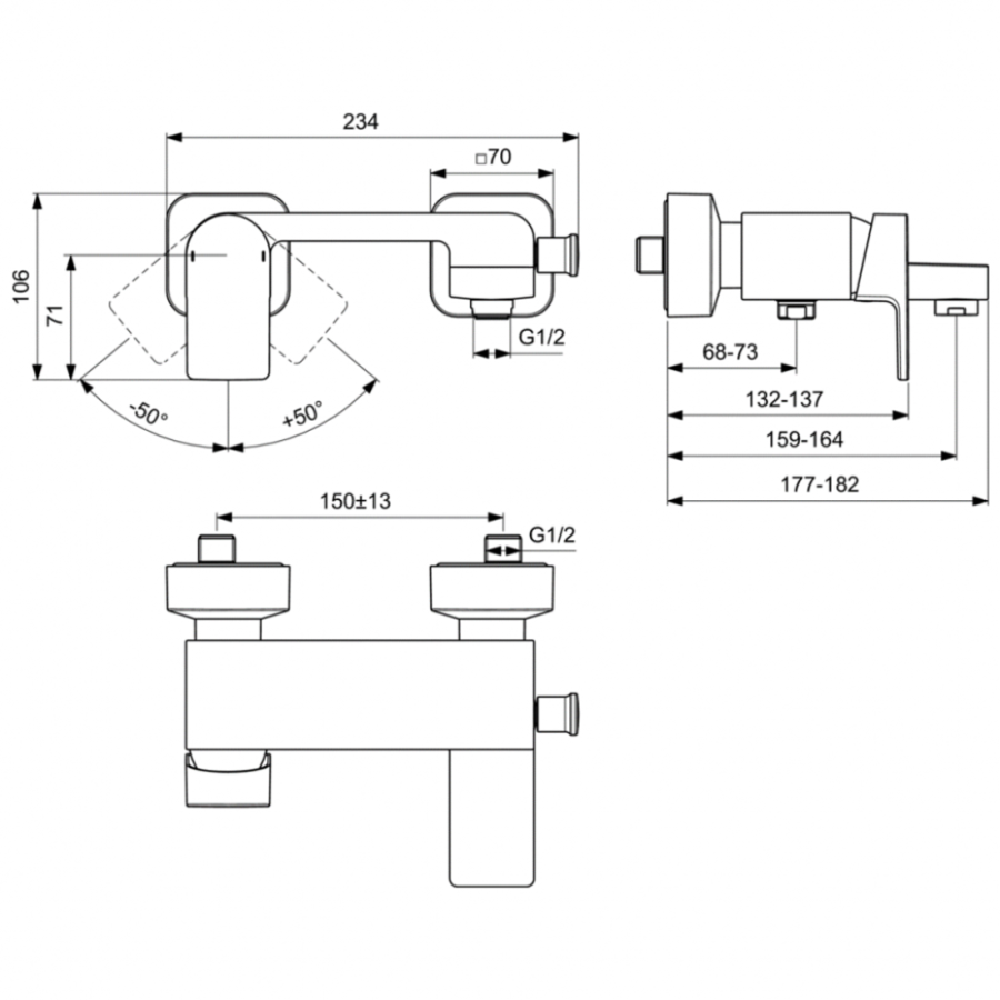 Ideal Standard Edge смеситель для ванны A7121AA
