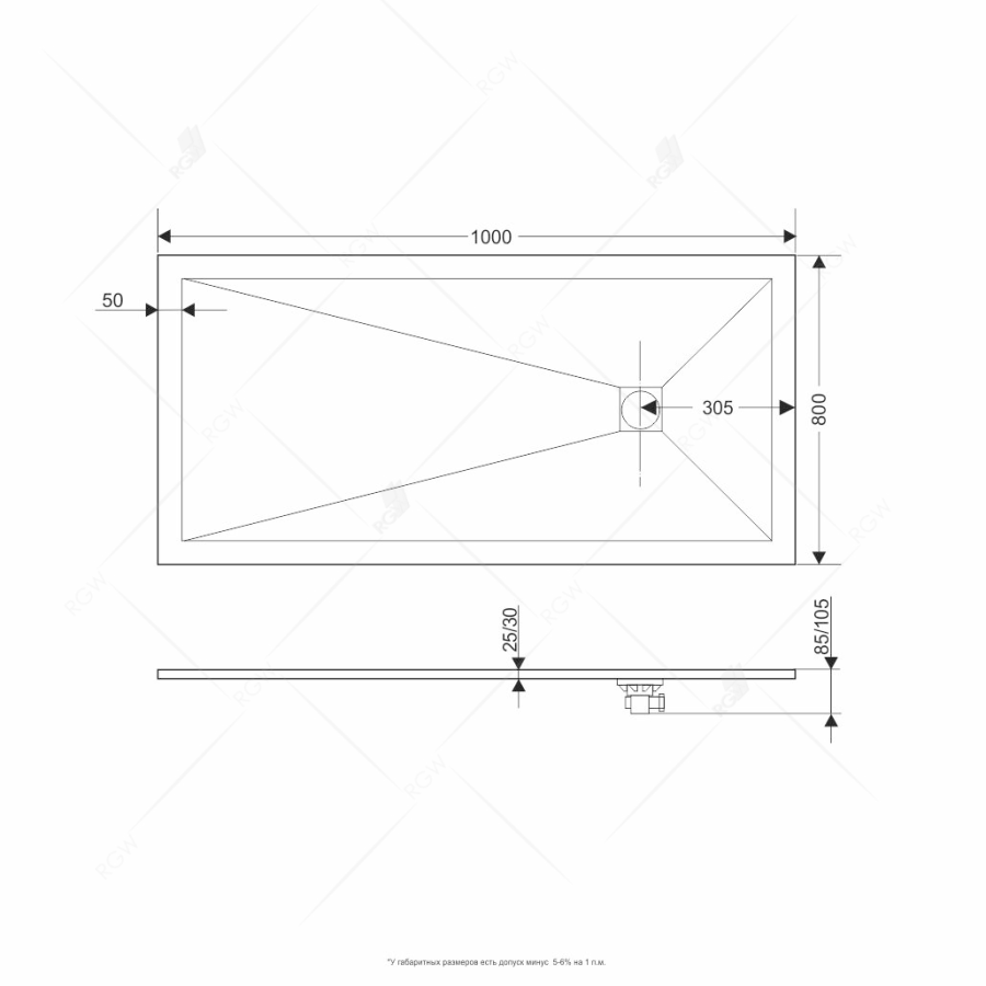 RGW ST душевой поддон 80х100 см 16152810-10