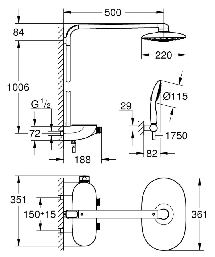 Grohe Rainshower душевая система 26250LS0