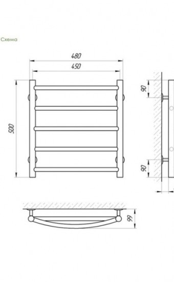 Laris Микс П5 полотенцесушитель электрический 450*500