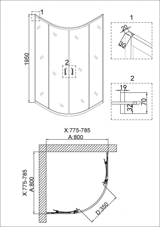 Душевой уголок 80x80 Niagara NG 6686-08 66860811
