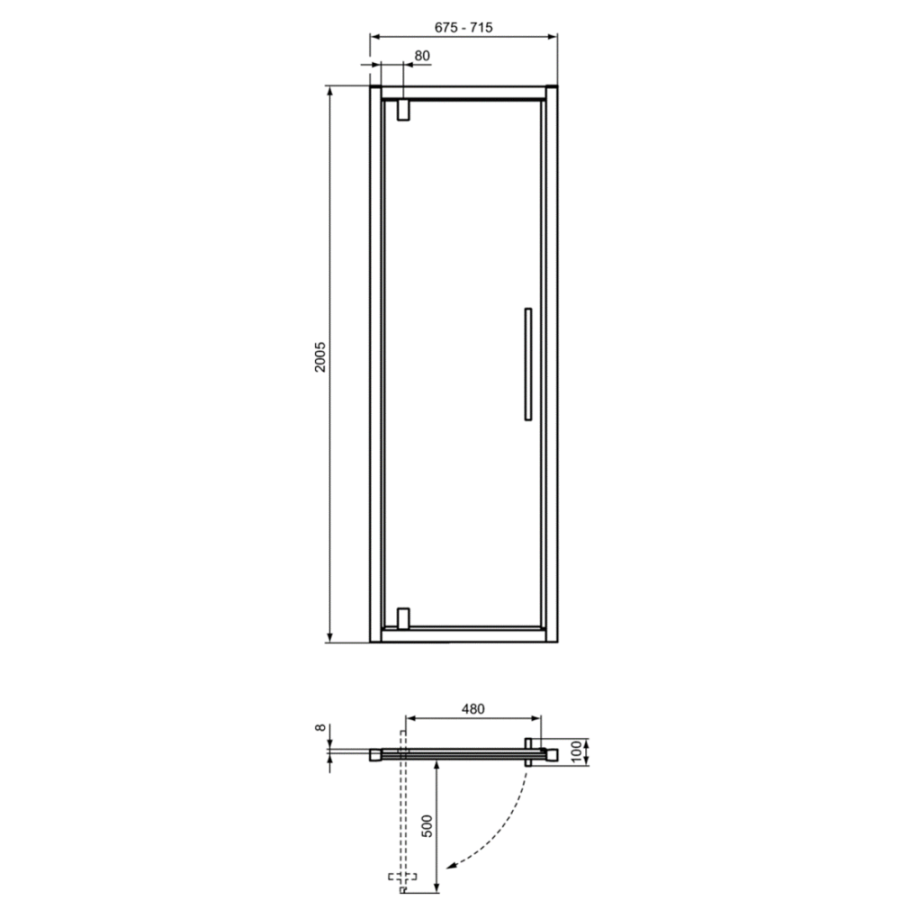 Ideal Standard I.Life душевая дверь 70 см T4835EO