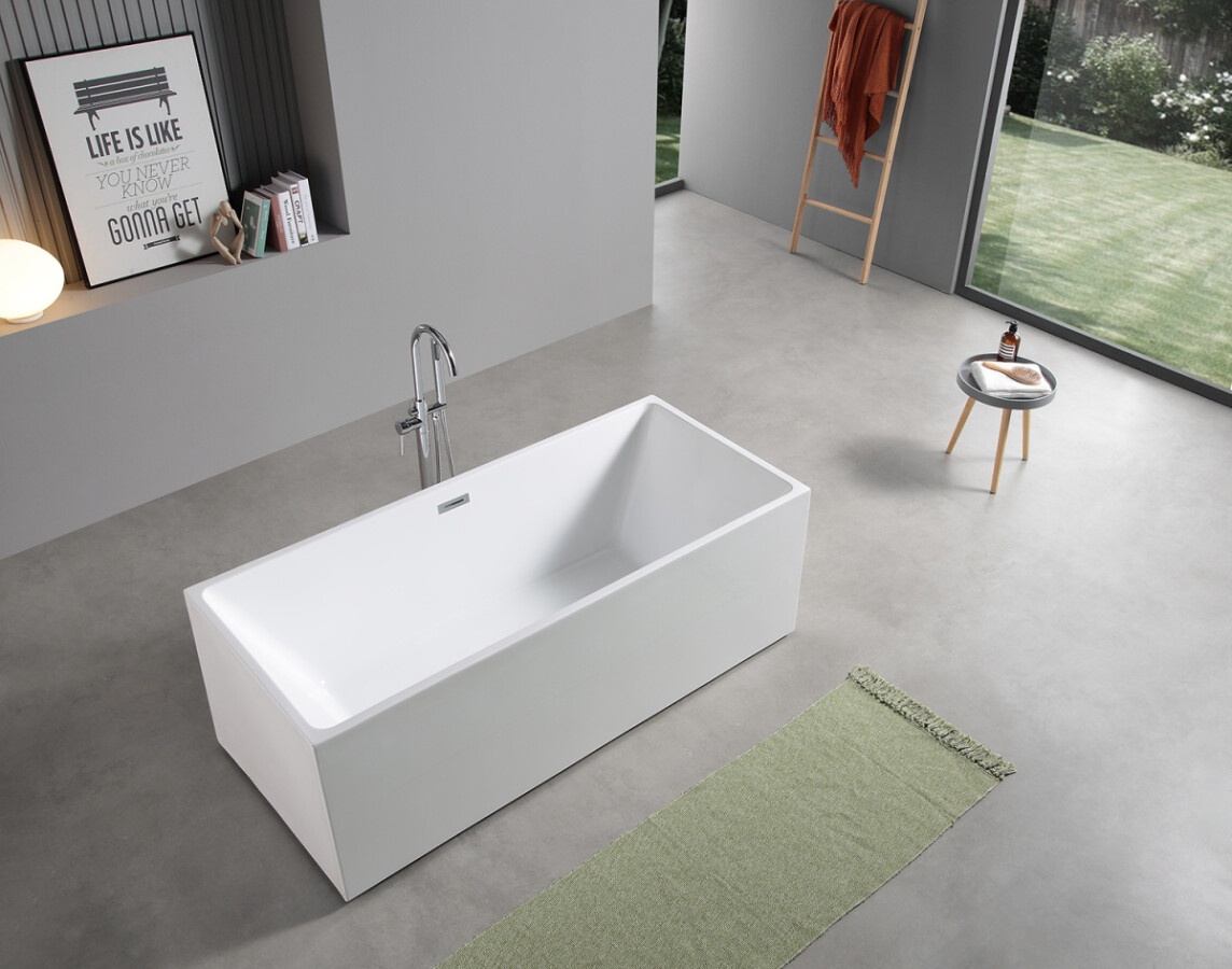 Ванна акриловая Azario Modern 1700x750x580 отдельностоящая, в комплекте с сифоном и металлической рамой AZ-6601-17075