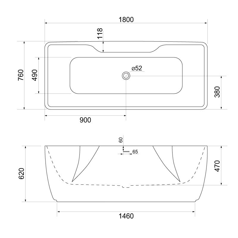 BelBagno BB110-180-76 ванна акриловая прямоугольная 180х76