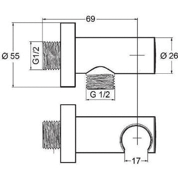 Kludi Aq-a подключение душевого шланга 6054705-00