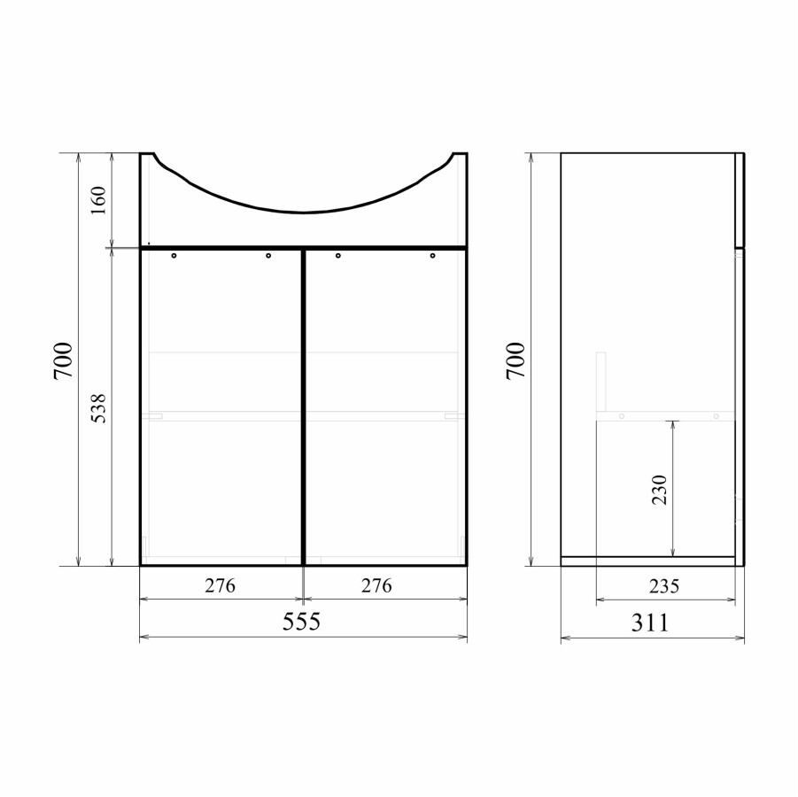 Mirsant Камилла 60/2 тумба напольная (раковина Балтика-60) УТ000011771