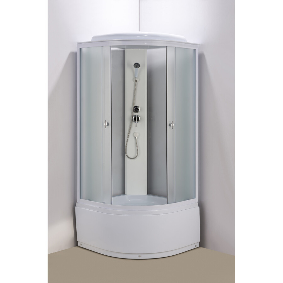 Душевая кабина Loranto 90x90x215 поддон 40 см, 4 мм матовое стекло, профиль и задняя стенка белого цвета (CS-986ТМ/W)