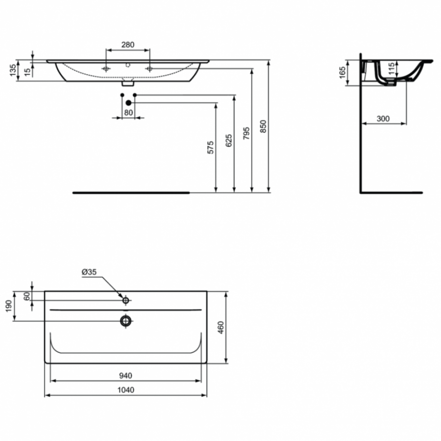 Ideal Standard Connect Air раковина 104 см E027401