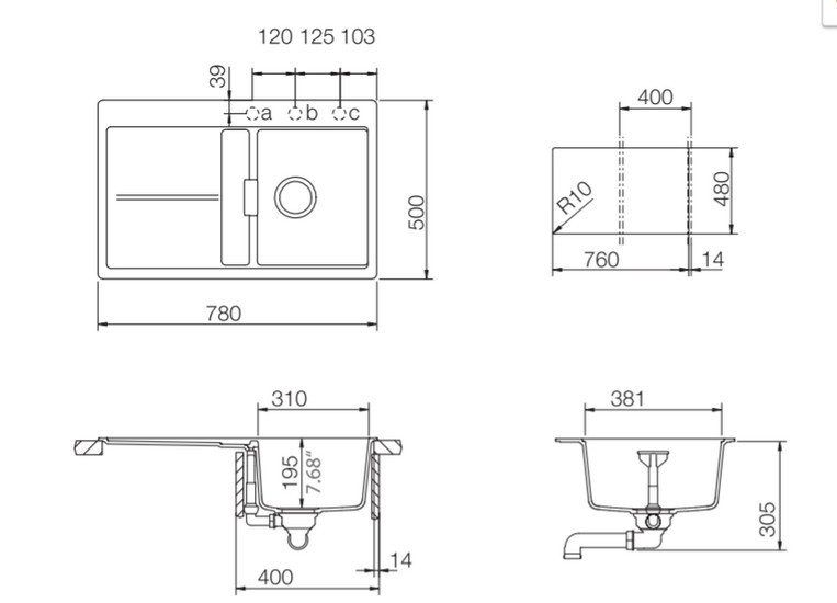 Teka Gloria 40 B-TG 40145151 Мойка для кухни ваниль 78х50 см