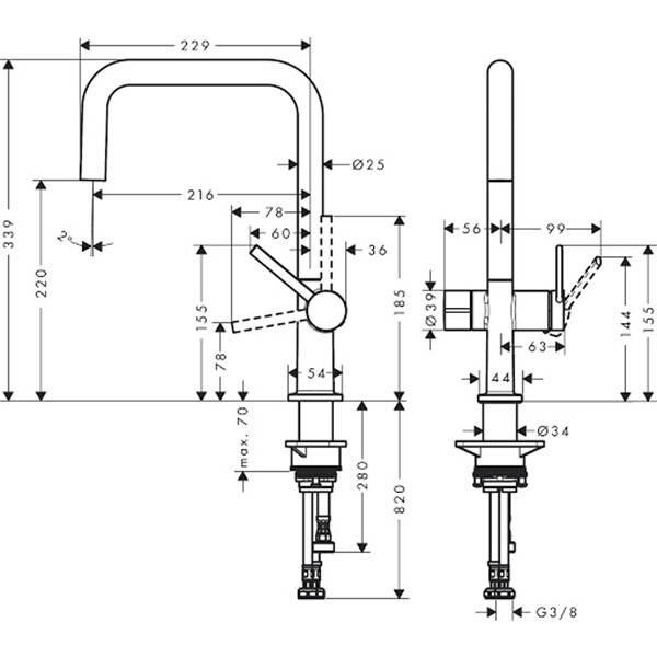 Hansgrohe Talis M54 Смеситель для кухни сталь 72807800