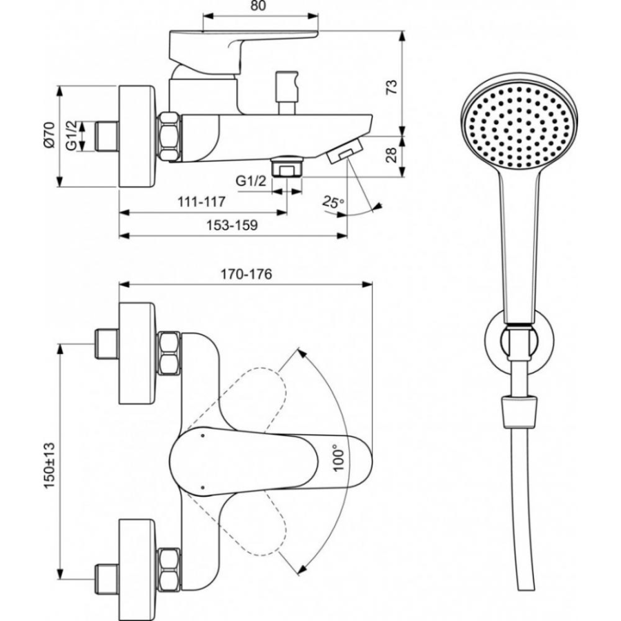 Ideal Standard Cerafine смеситель для ванны BC706XG