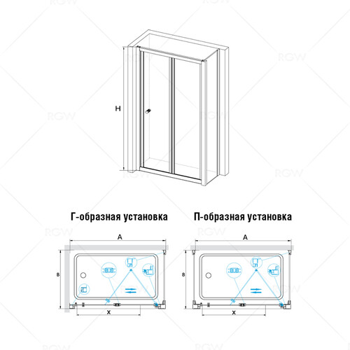 RGW CL-41 (CL-21 + Z-12) душевой уголок 90х70 хром, стекло прозрачное 04094197-11