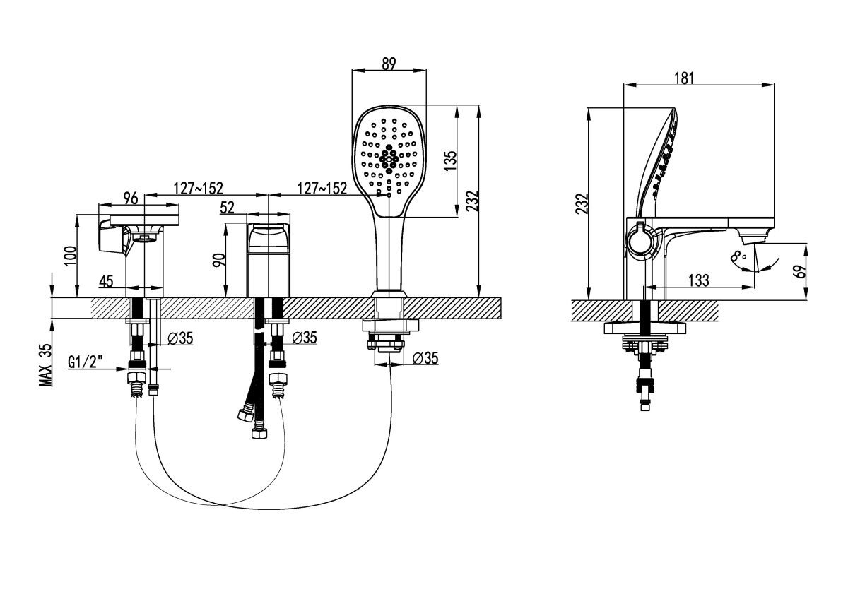 Lemark Shift смеситель на борт ванны LM4347C