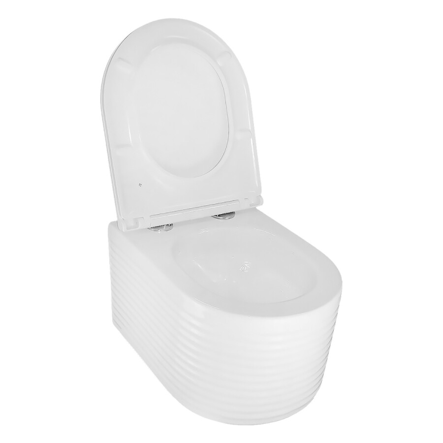 Унитаз подвесной Azario LUZIO 365х495х360 безободковый, рельефный, слив "Скрытое Торнадо", с быстросъемным сиденьем "Микролифт" AZ-098-UQ