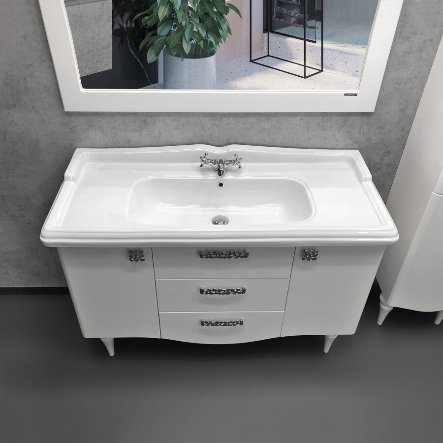 Напольная тумба-умывальник Comforty Монако-120 белый глянец с раковиной Comforty 3312 00003132224
