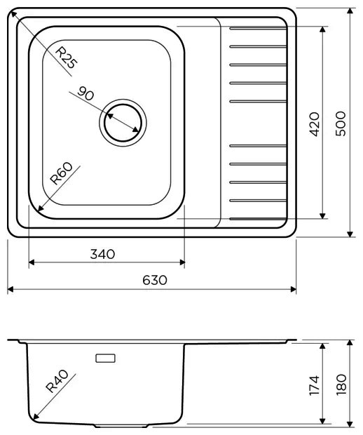 Omoikiri Sagami 63-IN-L 4993732 кухонная мойка нержавеющая сталь 63х50 см