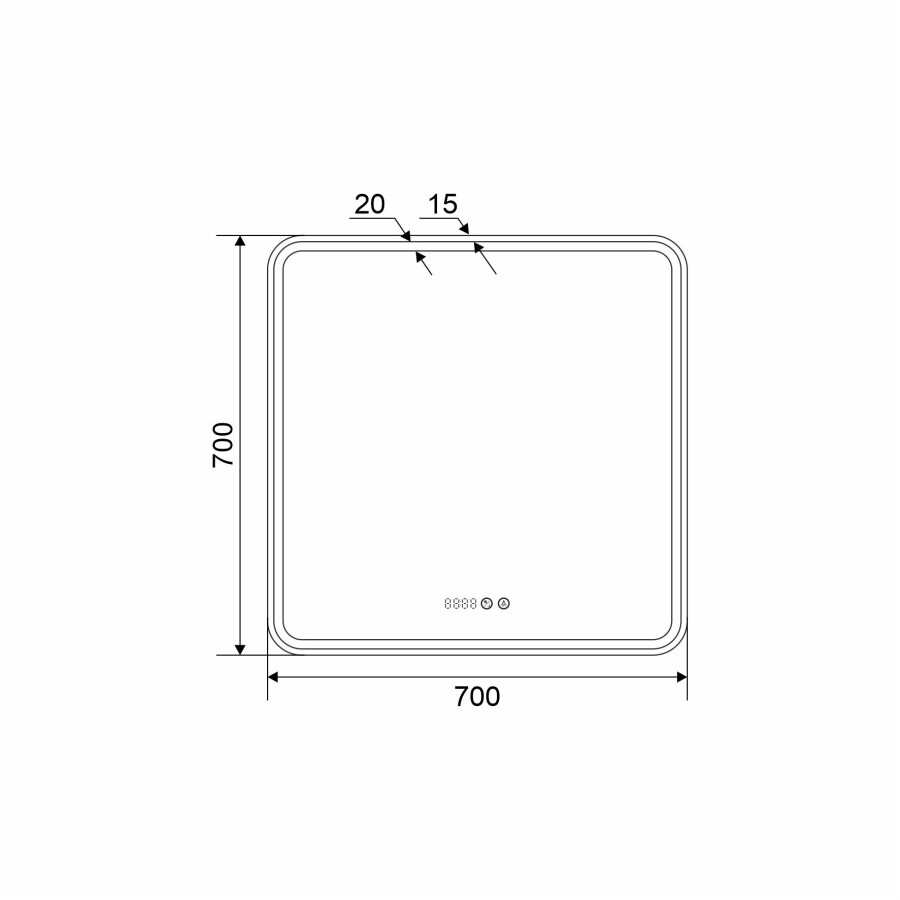 Mirsant Harmony 70*70 зеркало c подсветкой, подогревом и часами УТ000093175