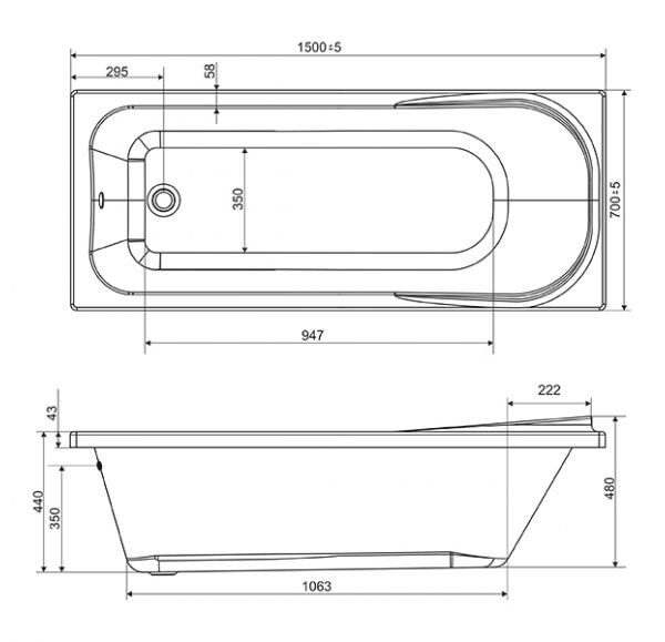 Mirsant Premium Гагра 150*70 ванна акриловая прямоугольная УТ000068391