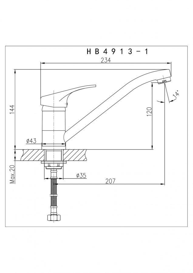 Haiba смеситель для кухни HB4913-1