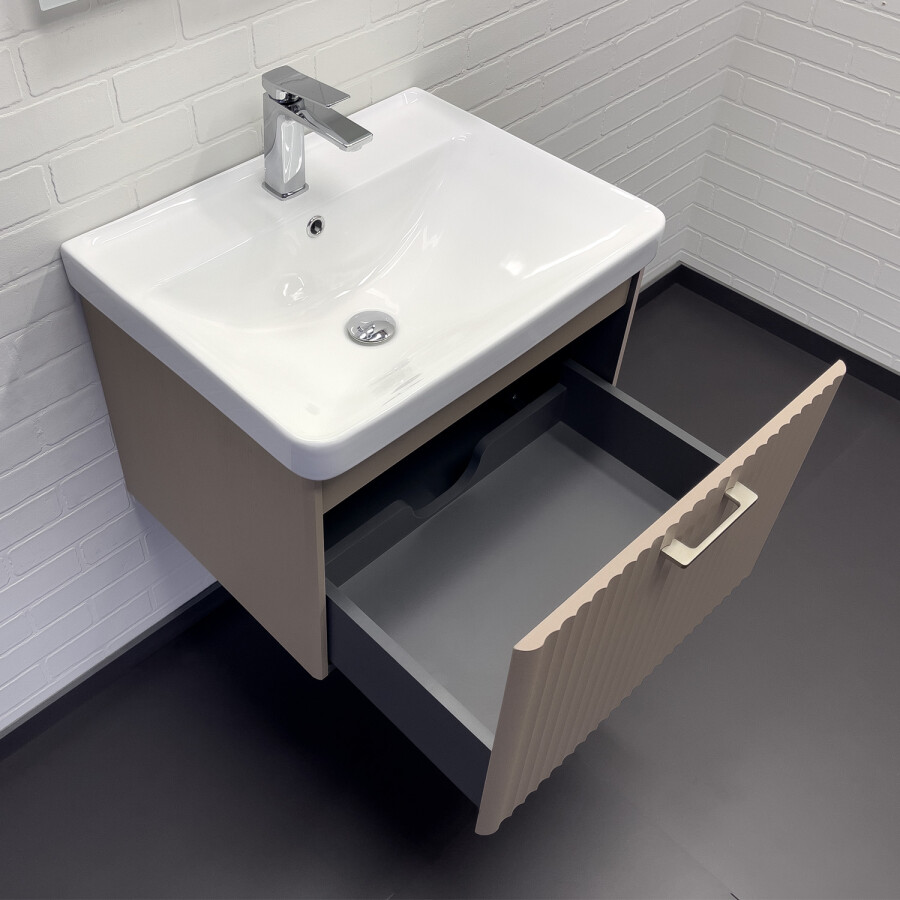 Тумба-умывальник Comforty Ангара-60П дуб латте с раковиной 4460 00-00021034