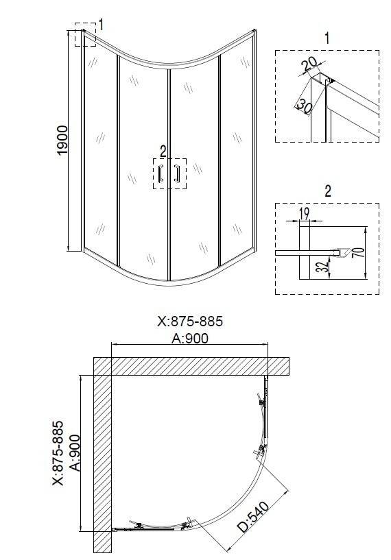 Душевой уголок 90x90 Niagara NG 6606-08 66060811