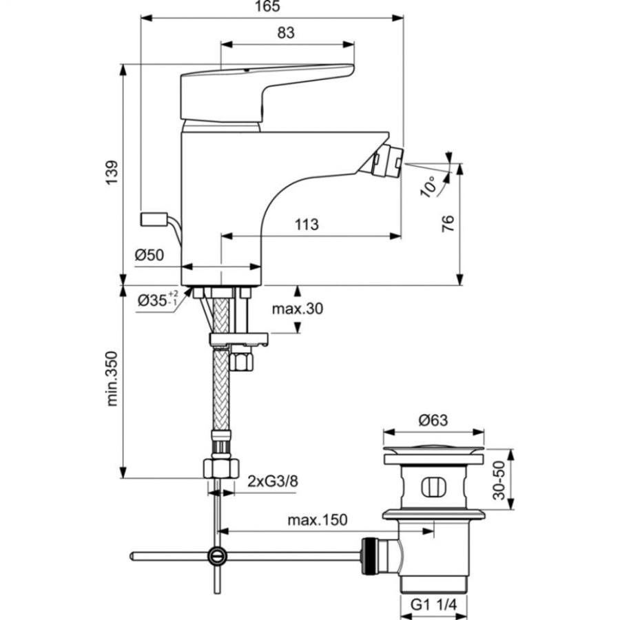 Ideal Standard Connect Blue смеситель для биде B9920AA