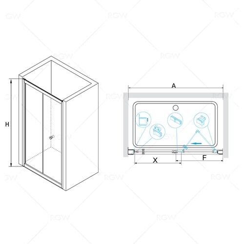 RGW РА-23 душевая дверь 75 см профиль хром, стекло прозрачное 01902375-11