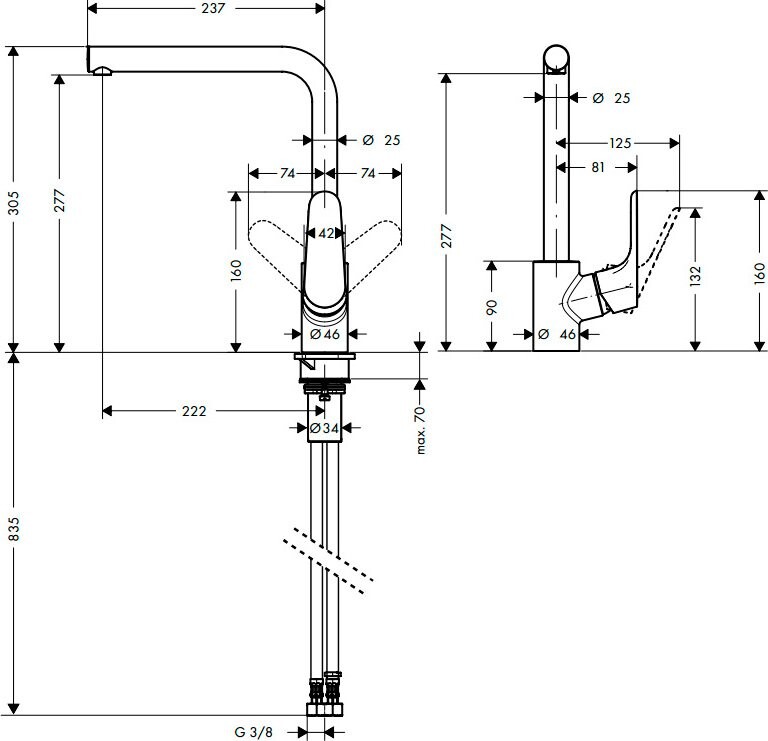 Hansgrohe Focus 31817800 смеситель для кухни сталь