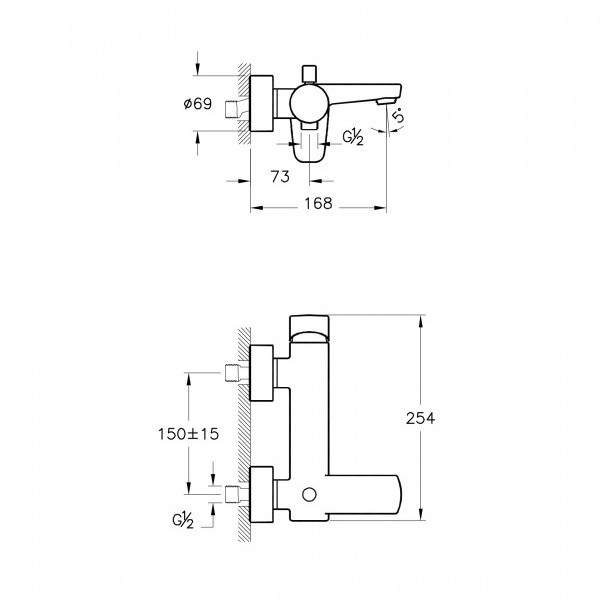 Vitra Z-Line A42367EXP смеситель для ванны хром