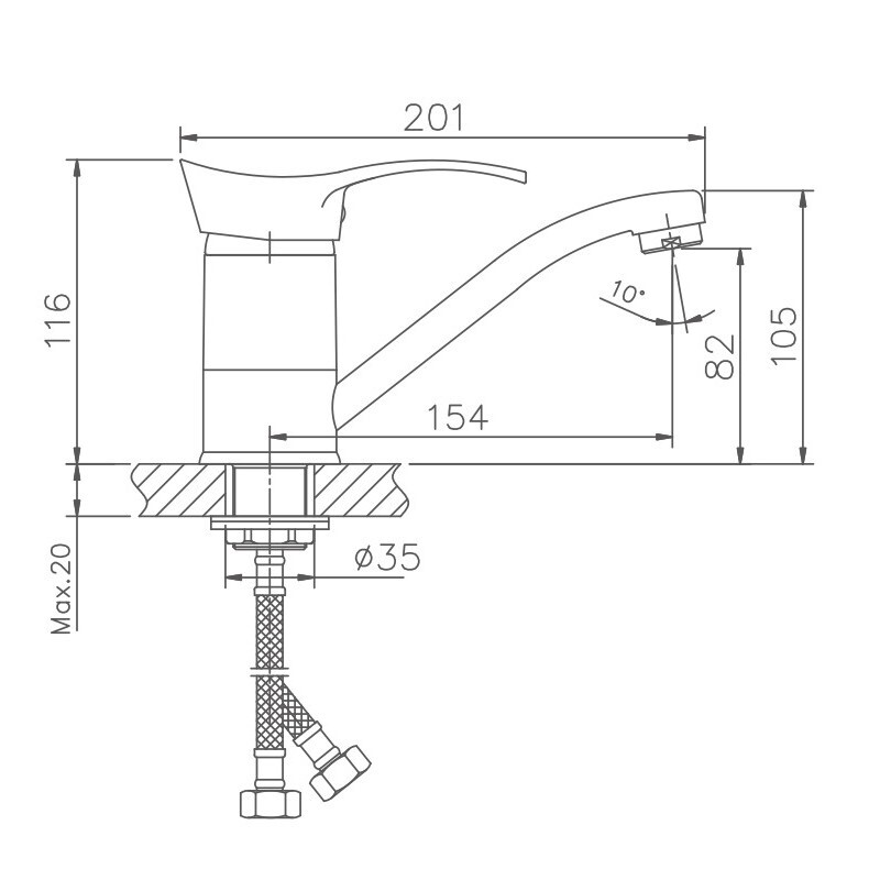 Смеситель для раковины Haiba HB4501-2 Хром