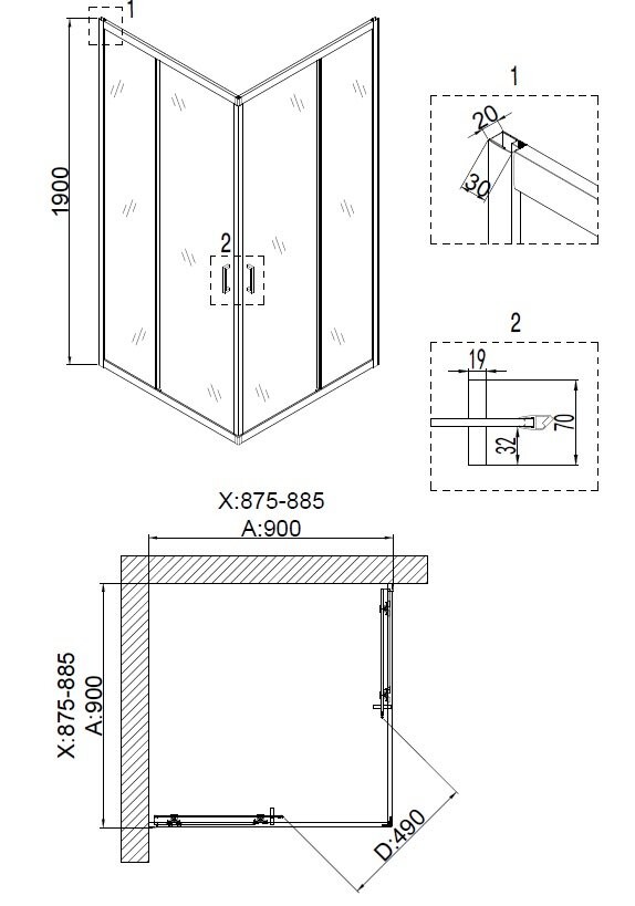 Душевой уголок 90x90 Niagara NG 6608-08 66080811