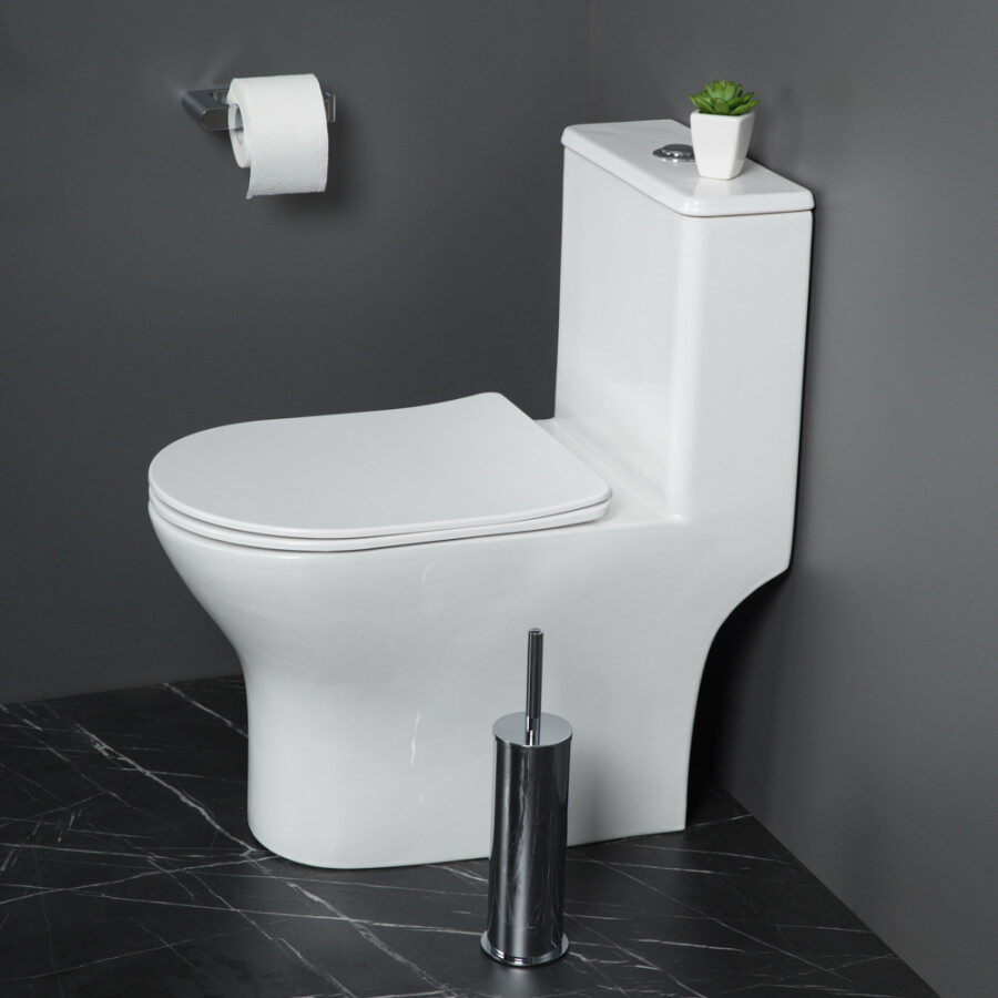 Унитаз моноблок безободковый с сиденьем BelBagno LOUNGE BB8618CPR-MN/SC