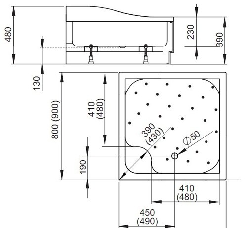 Radaway Korfu C900 90*90*39 душевой поддон акриловый 4C99400-03