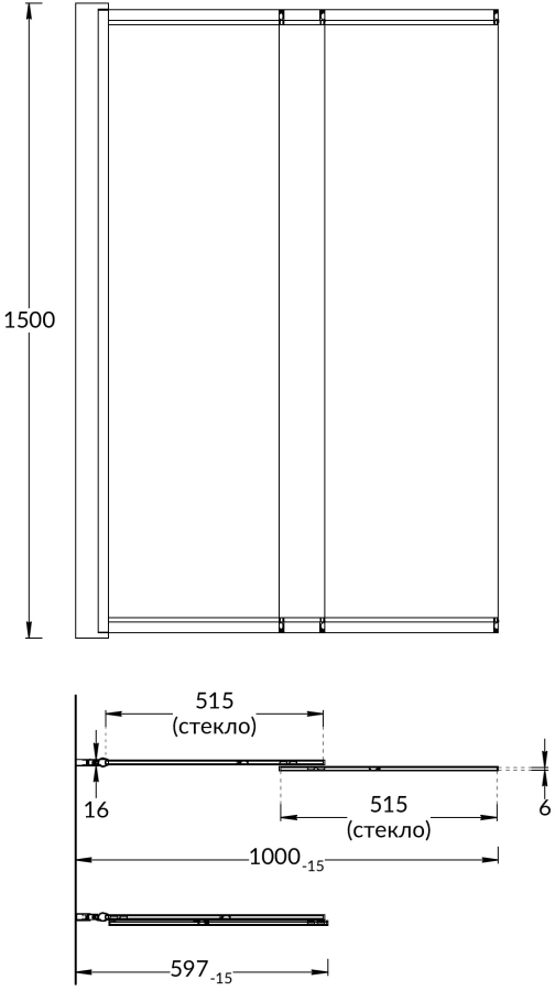 Kerama Marazzi Vetro душевая шторка 100х150 VE.100.BSD.CR