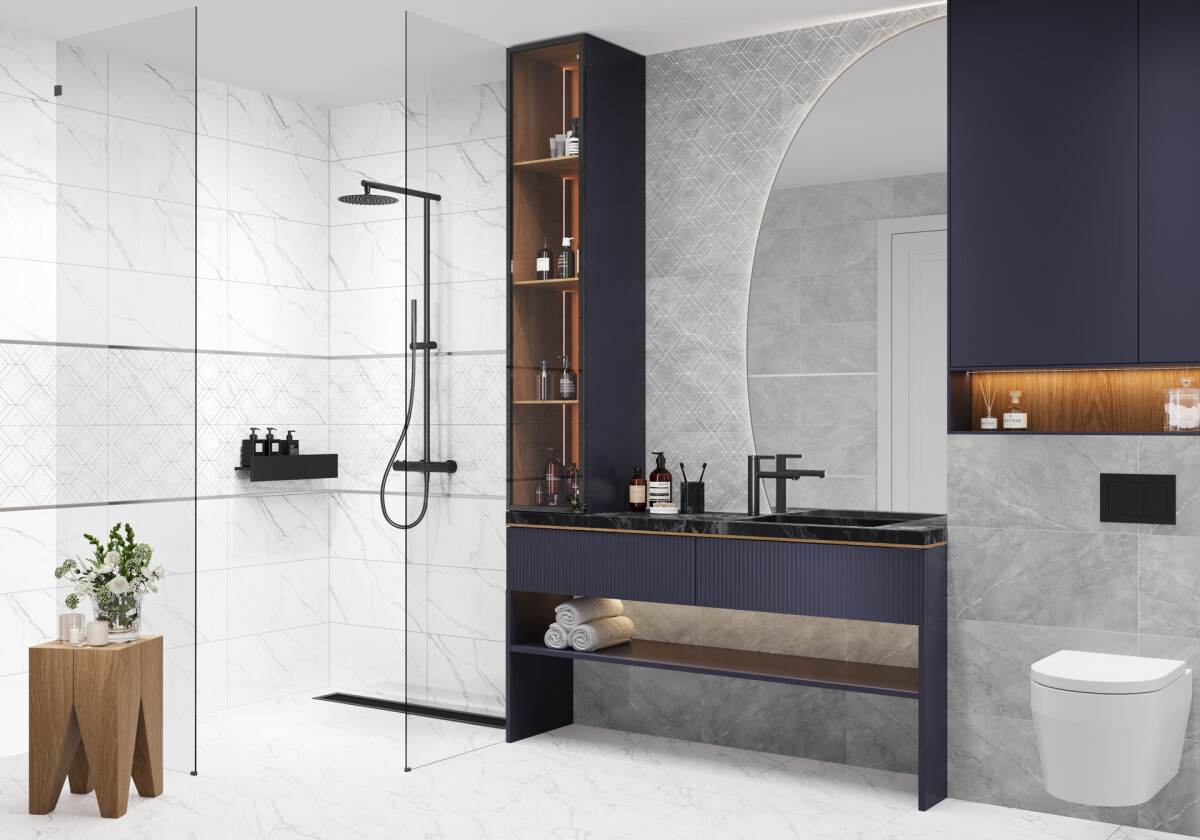 New Trend Лимс Ромб темный / Lims Dark Rhomb Керамическая плитка настенная Декор 300 x 600 x 9 DW36LMM25