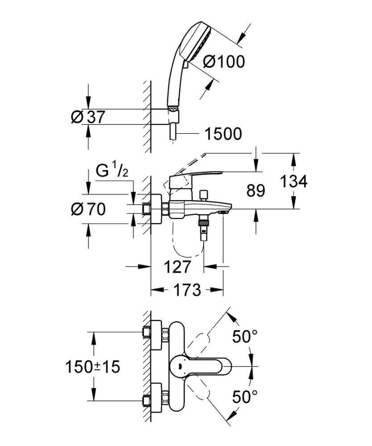 Grohe Eurostyle Cosmopolitan 3359220A смеситель для ванны хром