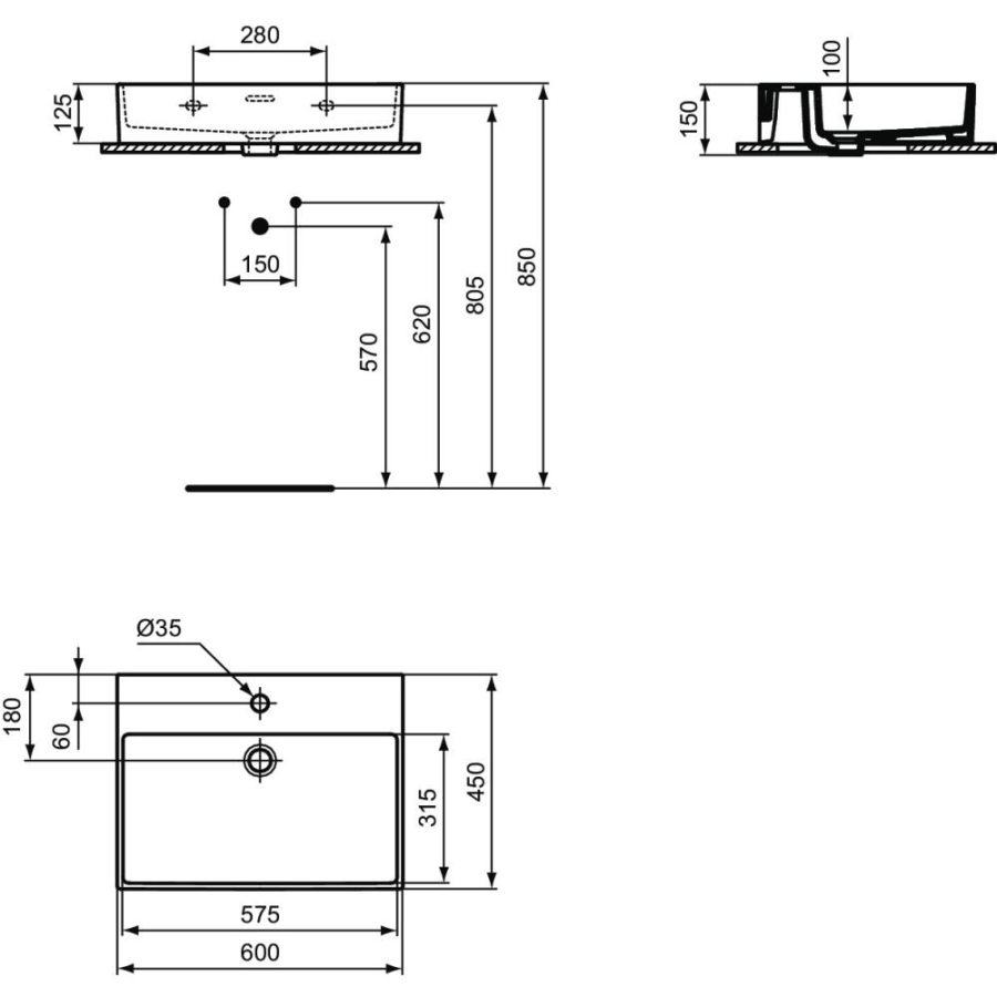 Ideal Standard Extra раковина 60x45 см T372701