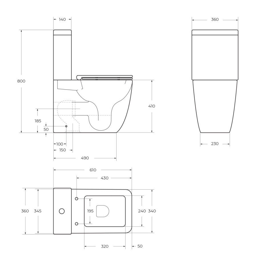 Унитаз-компакт безободковый с сиденьем и смывом TORNADO BelBagno LUCE-TOR BB2197CP-TOR/SC BB2197T