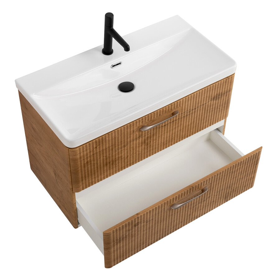 Подвесная тумба с раковиной Belbagno DUE 80 см Rovere Nature DUE-800-2C-SO-RN-P BB-8076-3-80