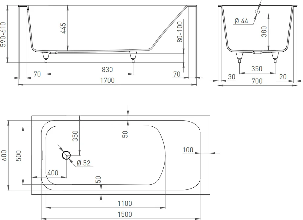 Salini Orlanda S-Stone ванна прямоугольная 170х70 102021M