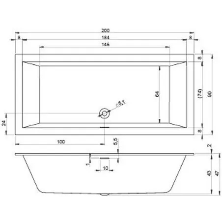 Riho Rethink Cubic ванна акриловая прямоугольная 200х90 BR1200500000000