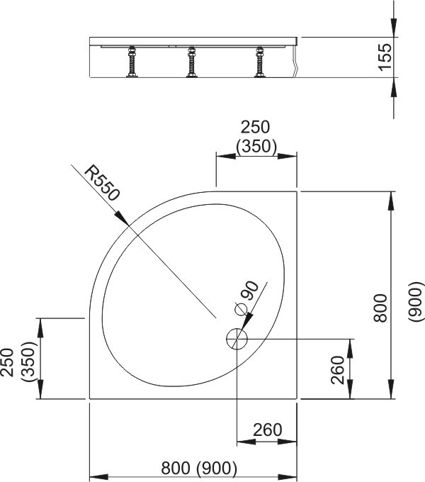 Radaway Patmos A900 90*90*15,5 душевой поддон акриловый 4S99155-03