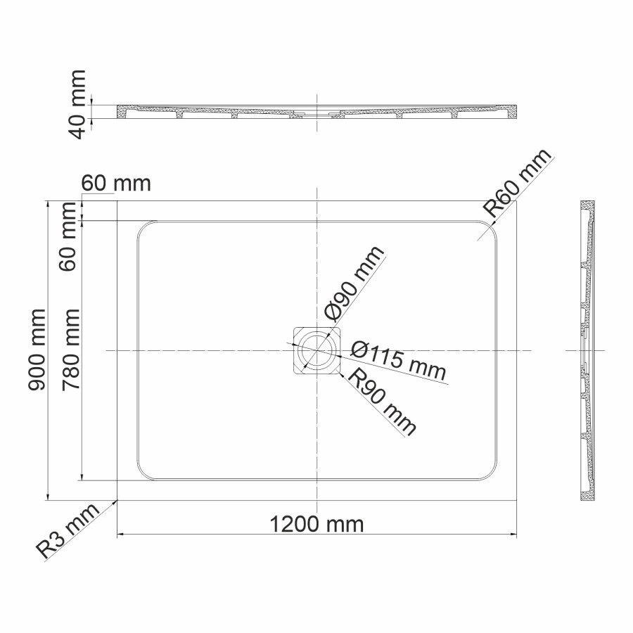 WasserKRAFT Dinkel 58T07 душевой поддон из искусственного камня 120*90*4